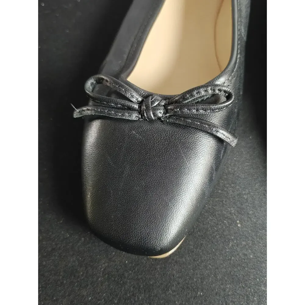 BERNARDO Women's Size 6 Gwynn Leather Bow Ballerina Flats New $198